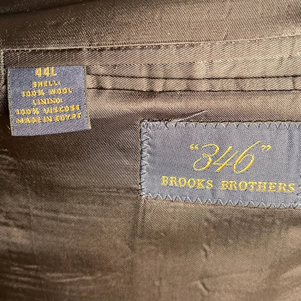 Brooks Brothers 346 Big & Tall 44L 100% WOOL Gray PLAID 3 Button Blazer Jacket